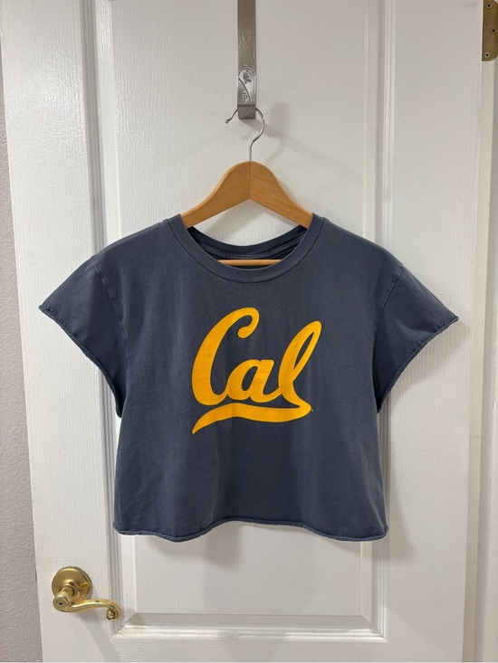 Gracia Tops - UC Berkeley California Slate Blue Tee Shirt with Yellow Cal Logo L